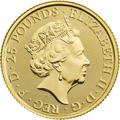 25 Pounds - Elizabeth II White Horse of Hanover, 1/4 oz Fine Gold