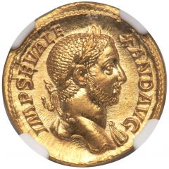 Aureus - Severus Alexander P M TR P VIIII COS III P P, Romulus