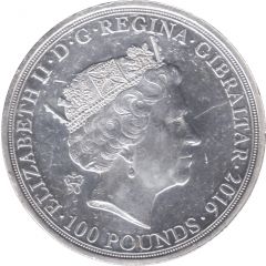 100 Pounds - Elizabeth II 2 oz Silver Piedfort