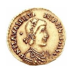 1 Solidus In the name of Valentinian III, With ground