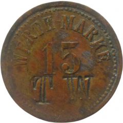 15 Pfennig Werth-Marke, Countermarked `TW`