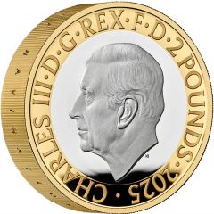 2 Pounds - Charles III 350th Anniversary of the Royal Observatory, Greenwich, Silver Piedfort