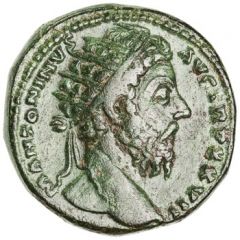 Dupondius - Marcus Aurelius RELIG AVG IMP VI COS III S C, Mercury
