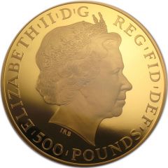 500 Pounds - Elizabeth II 4th portrait, 5 oz Fine Gold