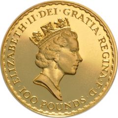 100 Pounds - Elizabeth II 3rd portrait, 1 oz Fine Gold