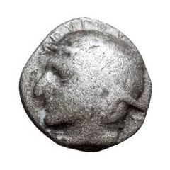 Silver 5 Asses Turms series III: facing left