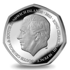50 Pence - Charles III Royal Coat of Arms, Silver Proof