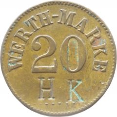 20 Pfennig Werth-Marke, Countermarked `HK`
