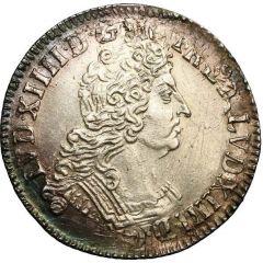1/4 Ecu with 8 Ls - Louis XIV 2nd type