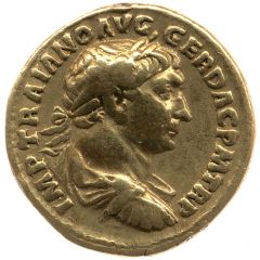 Aureus - Trajan COS V P P S P Q R OPTIMO PRINC, Jupiter and Pax