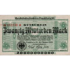 20 000 000 000 Mark Reichsbahndirektion