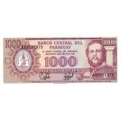 1000 Guaranies Guarani value on reverse - FCO printer