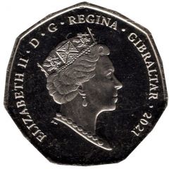 50 Pence - Elizabeth II Summer Olympic Games - Kayak, colourised version