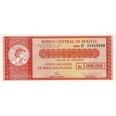 5 Bolivianos overprinted on P# 192A