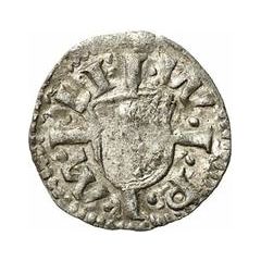1 Pfennig - Wolter von Plettenberg and Jasper Linde Riga, two shields, curved sides