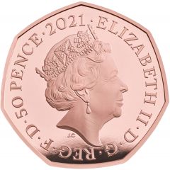 50 Pence - Elizabeth II 5th Portrait, Decimalisation Anniversary, Gold Piedfort