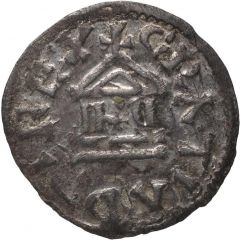 Denier - Charles III Le Mans mint, temple