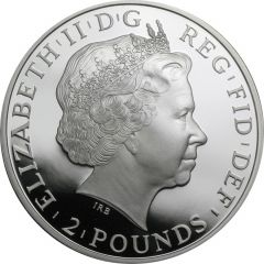 2 Pounds - Elizabeth II 4th portrait, 1 oz Fine Silver