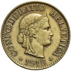 10 Rappen Libertas, brass