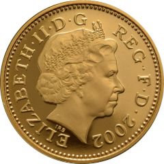1 Penny - Elizabeth II 4th Portrait, Portcullis, Gold Proof