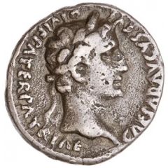 Denarius - Augustus and Tiberius TI CAESAR AVG F TR POT XV