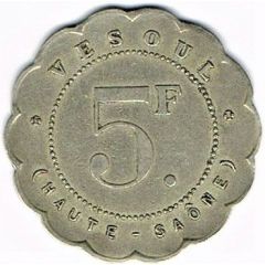 5 francs - Société Coopérative des Employés de Chemin de Fer - Vesoul 70