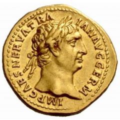 Aureus - Trajan P M TR P COS III P P, Roma and Victory