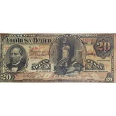 20 Pesos El Banco de Londres y Mexico