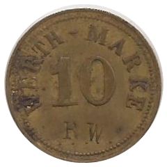 10 Pfennig Werth-Marke, Countermarked `RW`