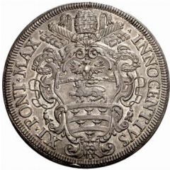 1 Piastra - Innocenzo XI ERIT LIGATVM ET IN CÆLIS - St. Peter - Keys behind Papal arms