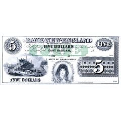 5 Dollars Bank of New-England at Goodspeed`s Landing - Connecticut
