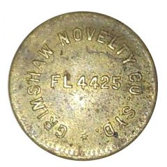 Token - Grimshaw Novelty Co Game/Amusement Token
