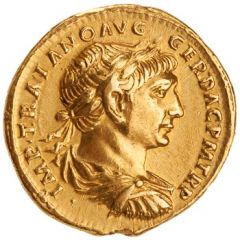 Aureus - Trajan COS V P P S P Q R OPTIMO PRINC, Jupiter and Pax