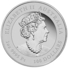100 Dollars - Elizabeth II 6th Portrait - Year of the Tiger - Platinum Bullion Coin
