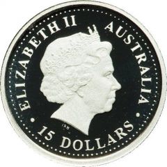 15 Dollars - Elizabeth II 4th Portrait - Koala - Platinum