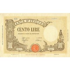 100 Lire `Grande B ` Testina and Banca d`Italia seals