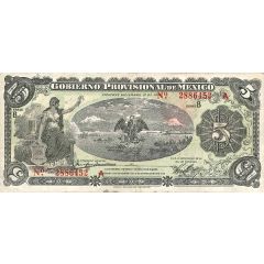 5 Pesos Gobierno Provisional De Mexico