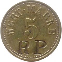 5 Pfennig Wert-Marke, Countermarked `RP`