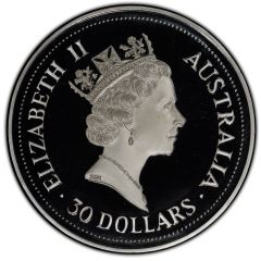30 Dollars - Elizabeth II 3rd Portrait - Australian Kookaburra - Silver Bullion Coin