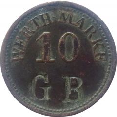 10 Pfennig Werth-Marke, Countermarked `GB`