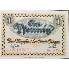 1 Pfennig yellow waves underprint