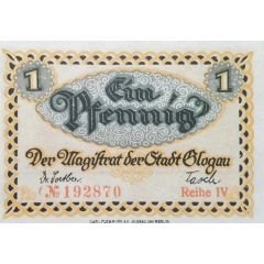 1 Pfennig yellow waves underprint