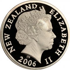 5 Dollars - Elizabeth II 4th Portrait, New Zealand Falcon, Silver Proof