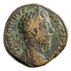 Sestertius - Marcus Aurelius IMP VI COS III S C, Jupiter