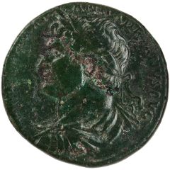 Sestertius - Hadrian P M TR P COS III VIRT AVG S C, Virtus