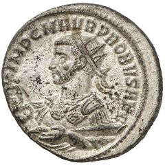 Antoninianus - Probus Cuirassed, left, sword resting on left arm, ADVENTVS PROBI AVG