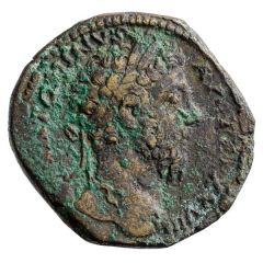 Sestertius - Marcus Aurelius IMP VI COS III S C, Mars