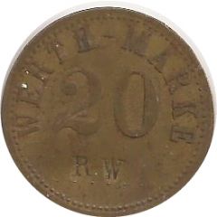 20 Pfennig Werth-Marke, Countermarked 'RW'