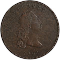 1 Dollar `Flowing Hair` Copper pattern