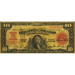 10 Pesos Silver certificate, Eagle seal, With overprint